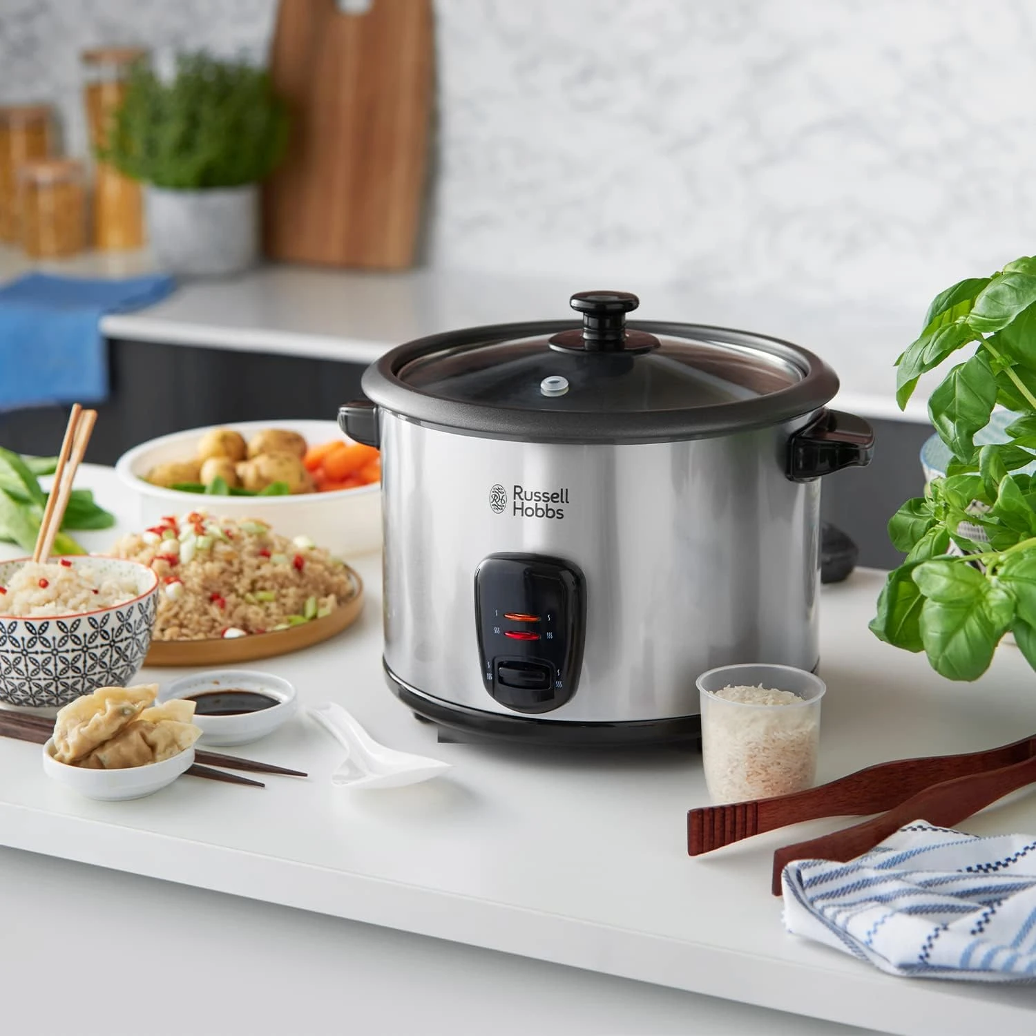 Russell Hobbs (19750) Rice Cooker - 700W, 1.8L, 10 Cups Capacity, Keep Warm, Ste