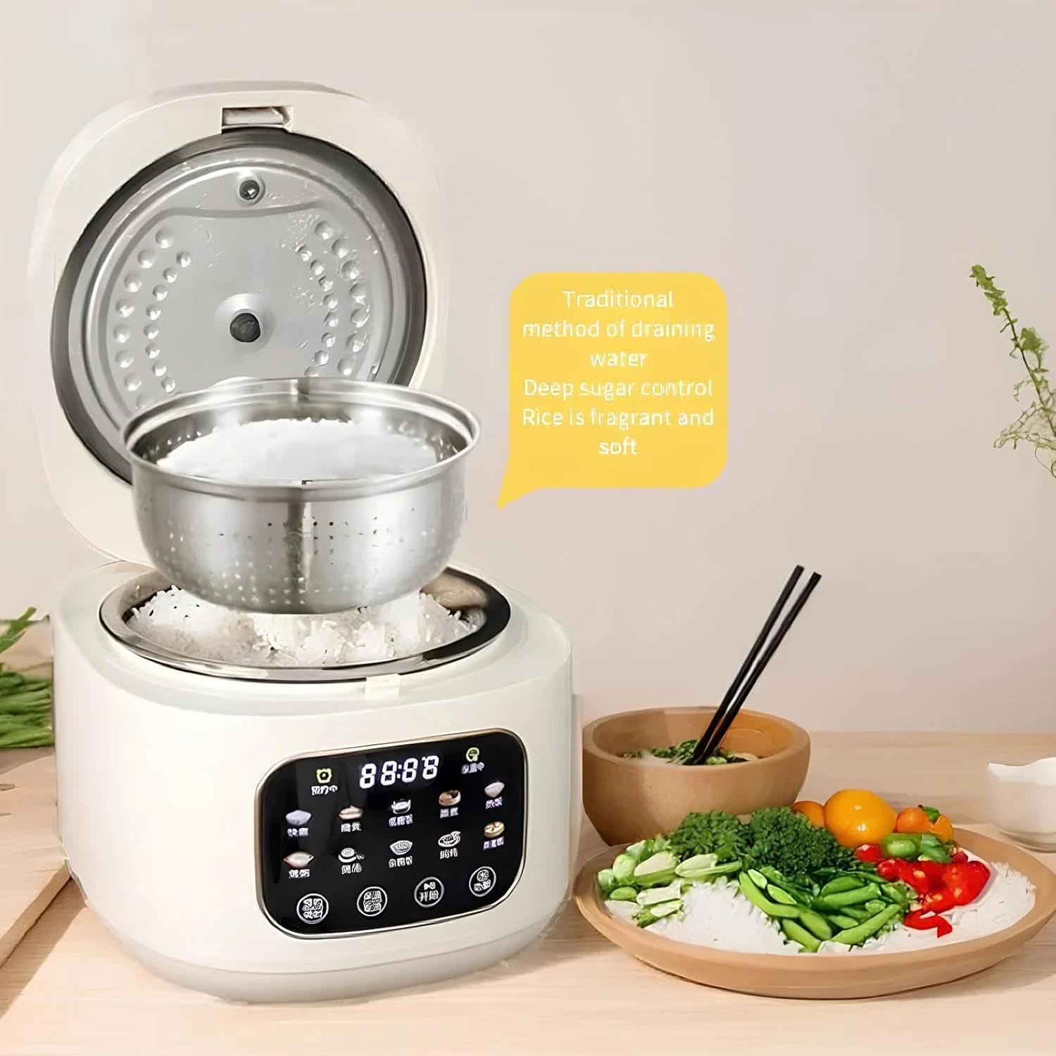 XVersion 3L Low Sugar Rice Cooker with Steamer – Smart Multi Cooker for Rice, So