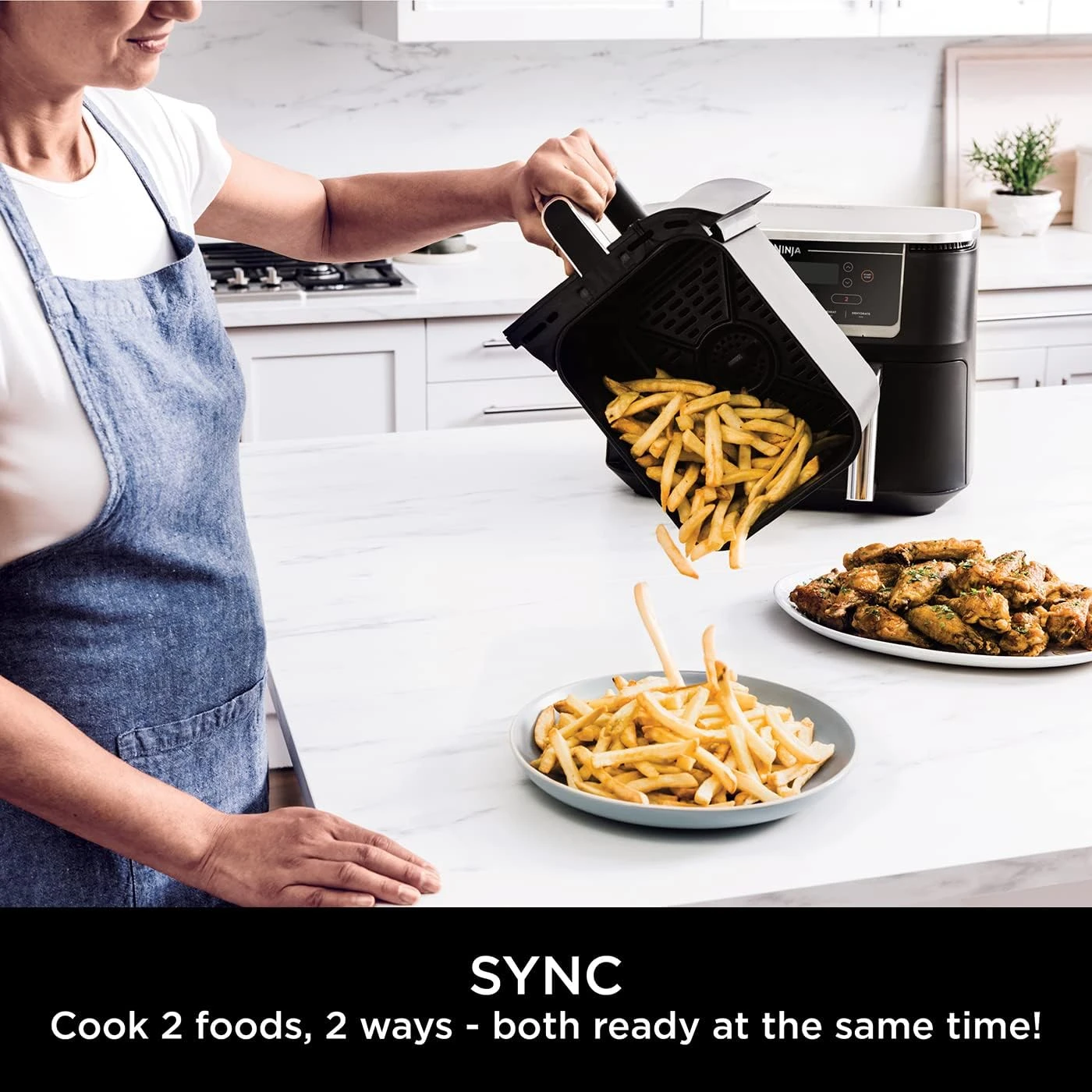 Ninja Foodi MAX Dual Zone Air Fryer [AF451UK] Smart Cook System, 9.5L, 2 Drawers