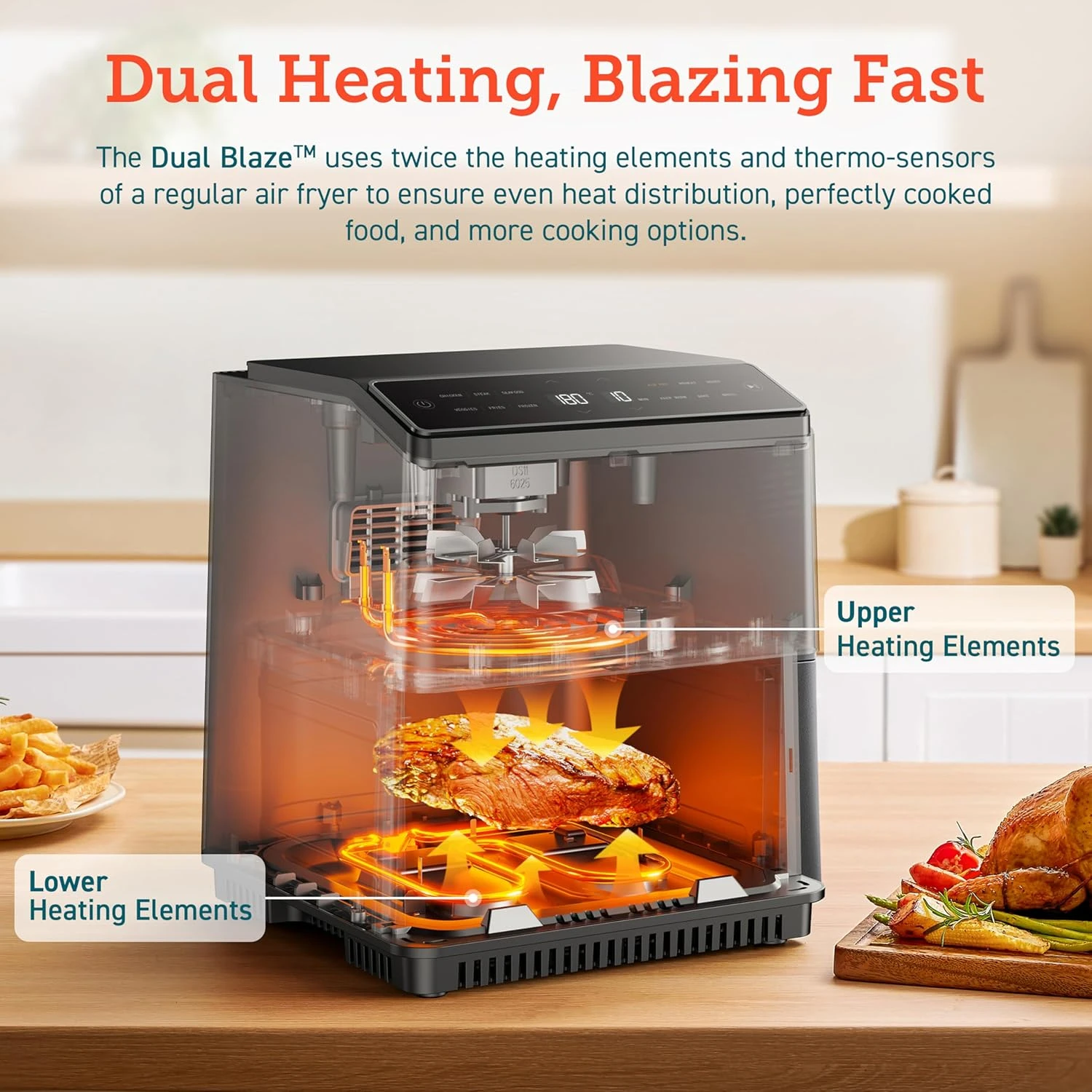 COSORI Air Fryer 6.4L APP Controllable Oven Dual Blaze 1700W, Double Heating Ele