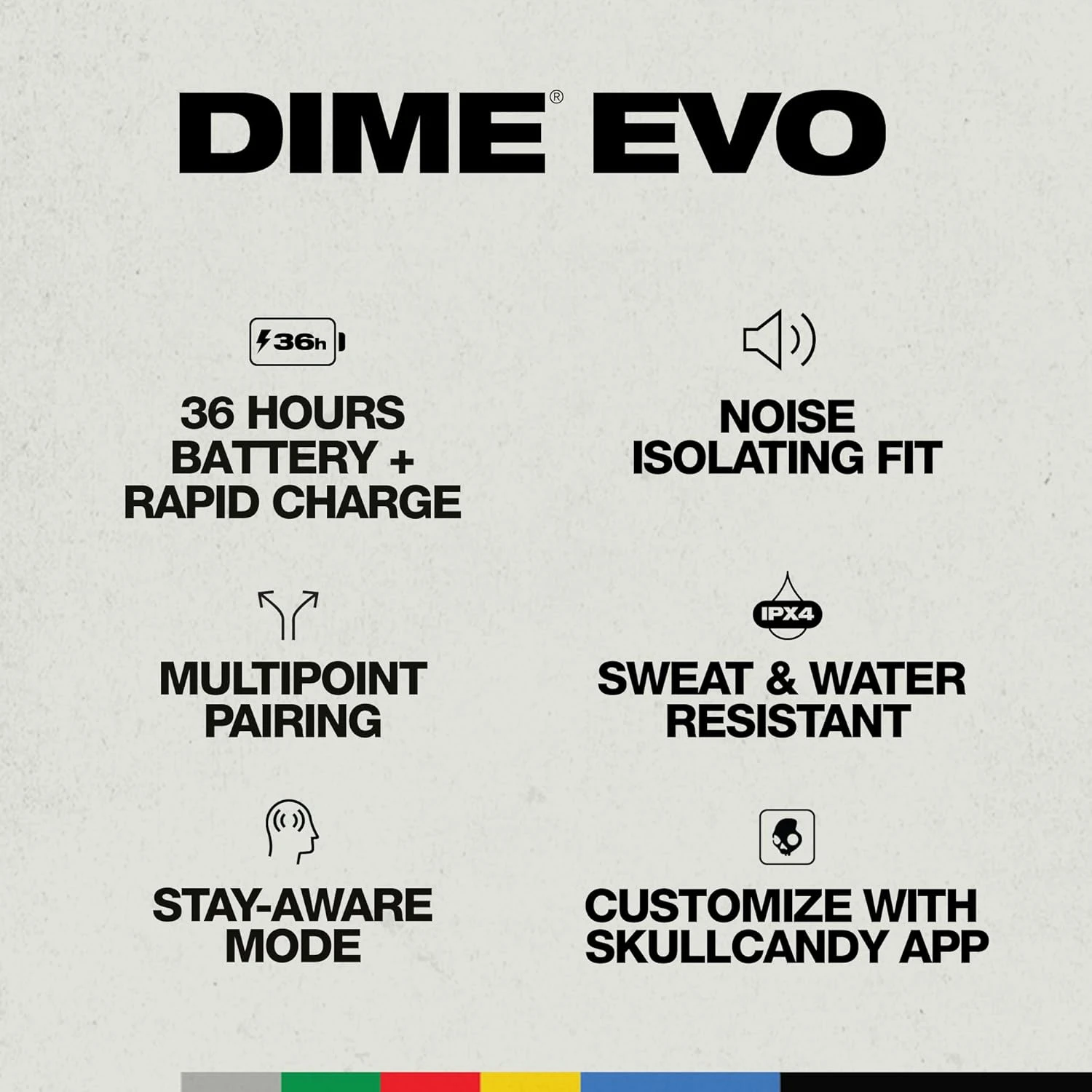 Skullcandy Dime Evo in-Ear Wireless Earbuds, 36 Hr Battery, Microphone, Works wi