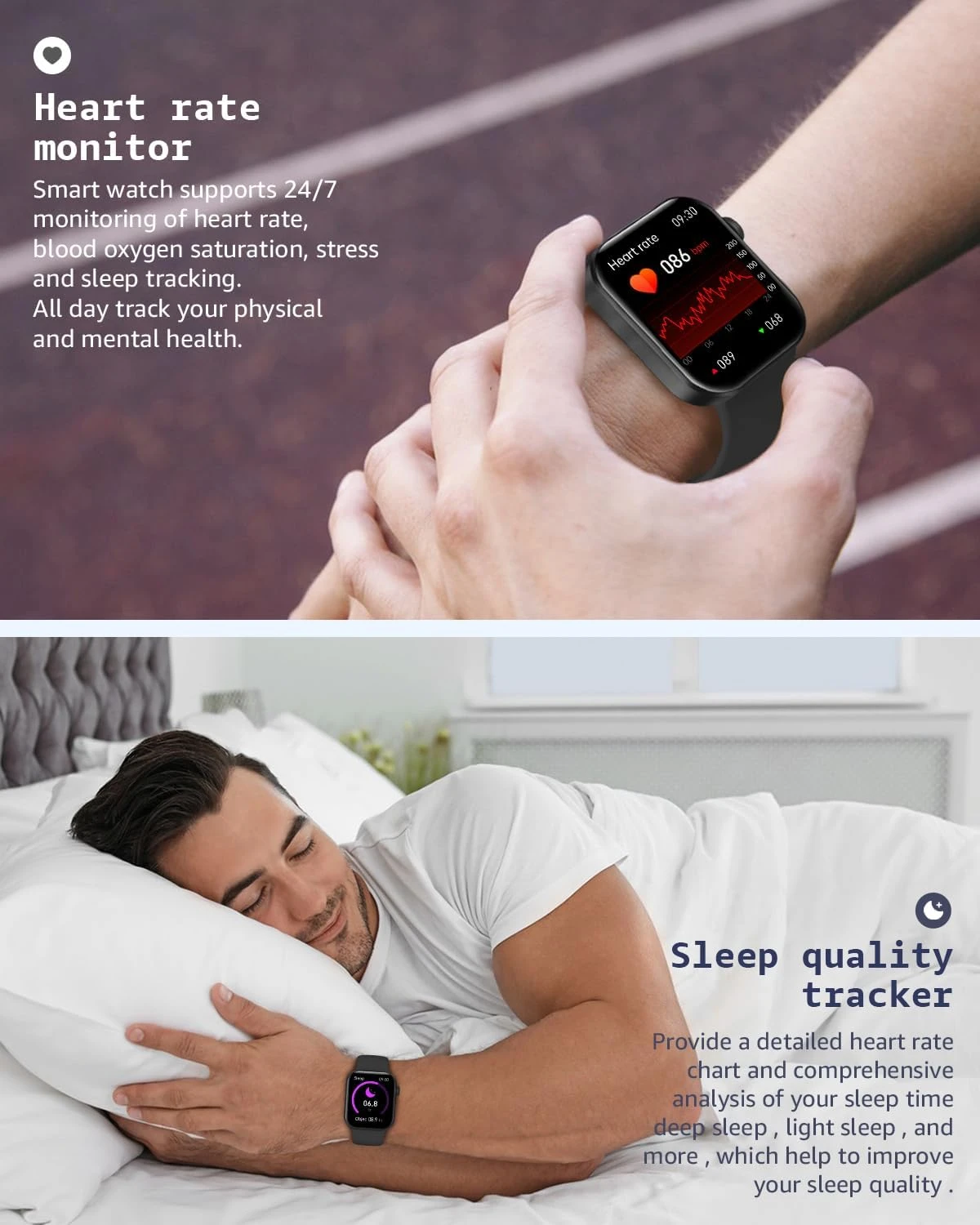 Smart Watch for Men Women Answer/Dial Call, 1.85" Touch Display Fitness Tracker 