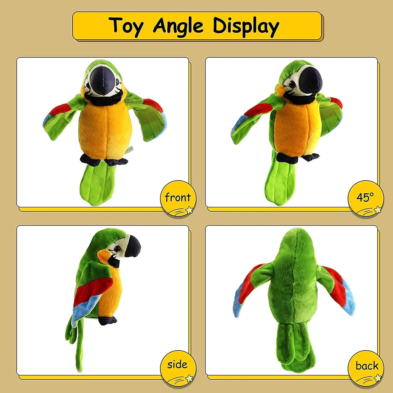 Showay ECVV Speaking Parrot Record Repeats Electronic Bird Talking Stuffed Anima