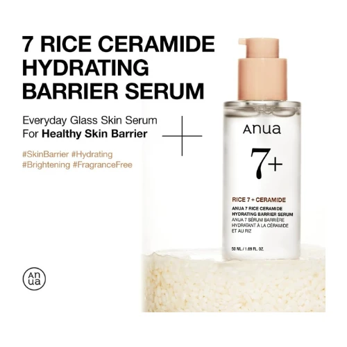 ANUA Rice Ceramide 7 Hydrating Barrier Serum, Brightening, Hydrating Serum for F