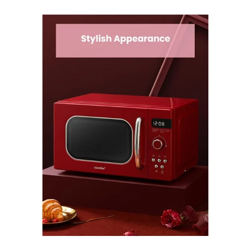 COMFEE' Microwave Oven Retro Vintage 20L 800W with 8 Automatic Menus, 5 Power Le