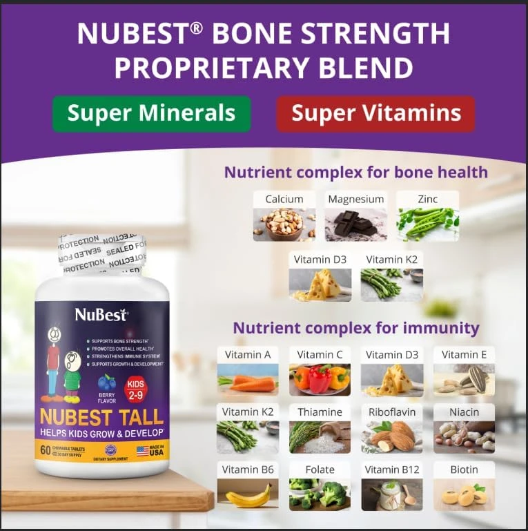NuBest Tall for Children Age 2-9 - Advance Bone Strength & Develop (Pack 1-60 Co