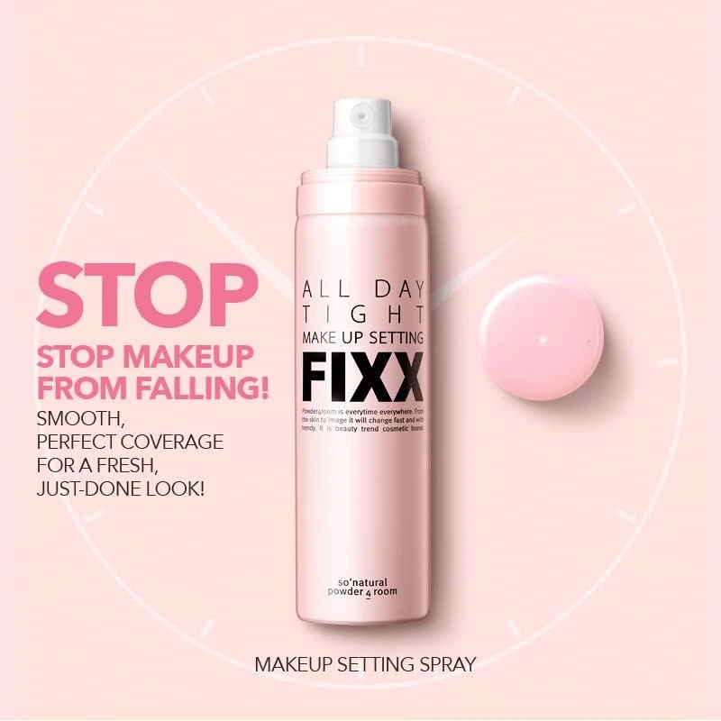 so' natural powder 4 room SO ALL DAY TIGHT MAKE UP SETTING FIXER - Mist-type Spr