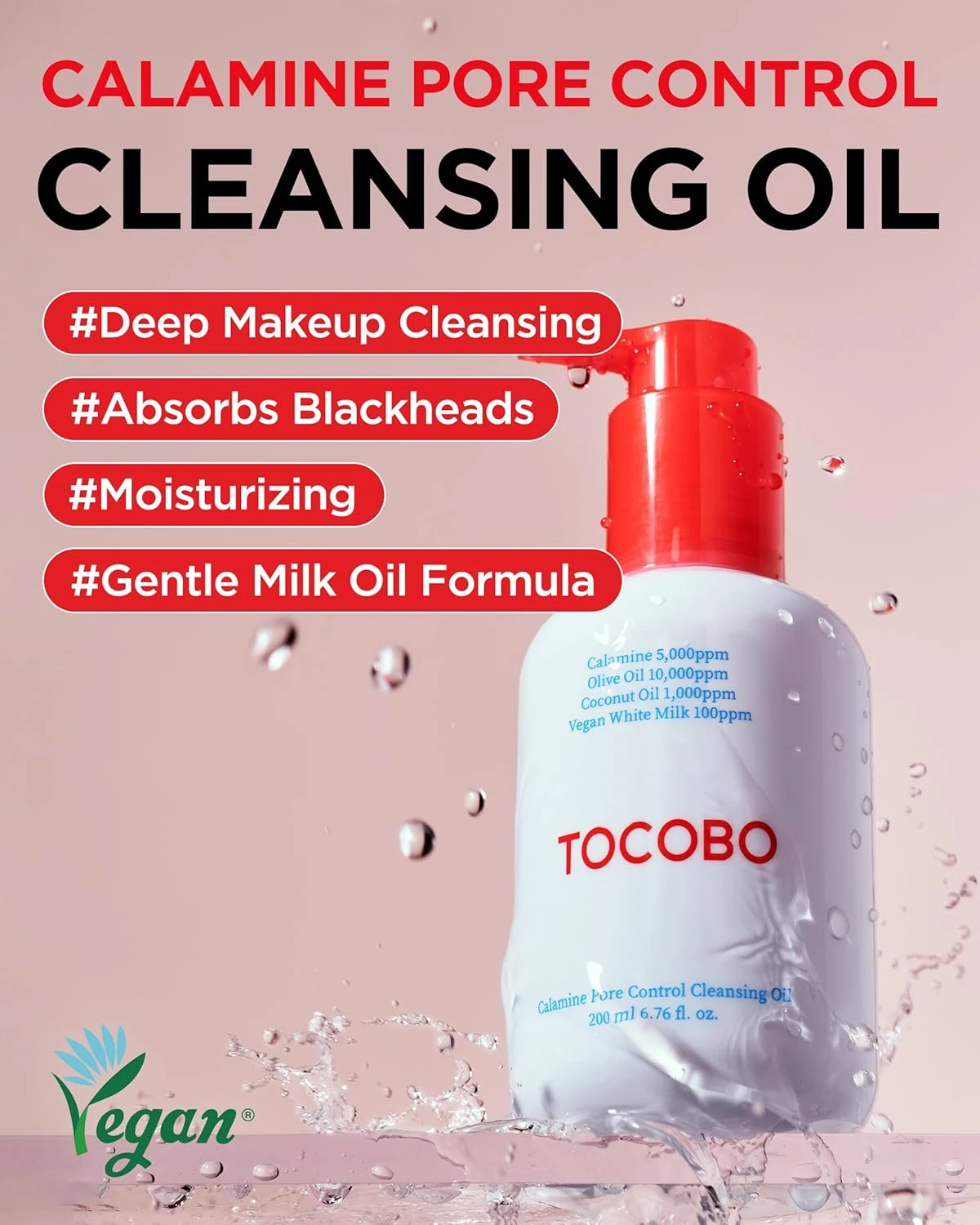 TOCOBO Calamine Pore Control Cleansing Oil 200ml / 6.76 fl oz | Blackheads, Make