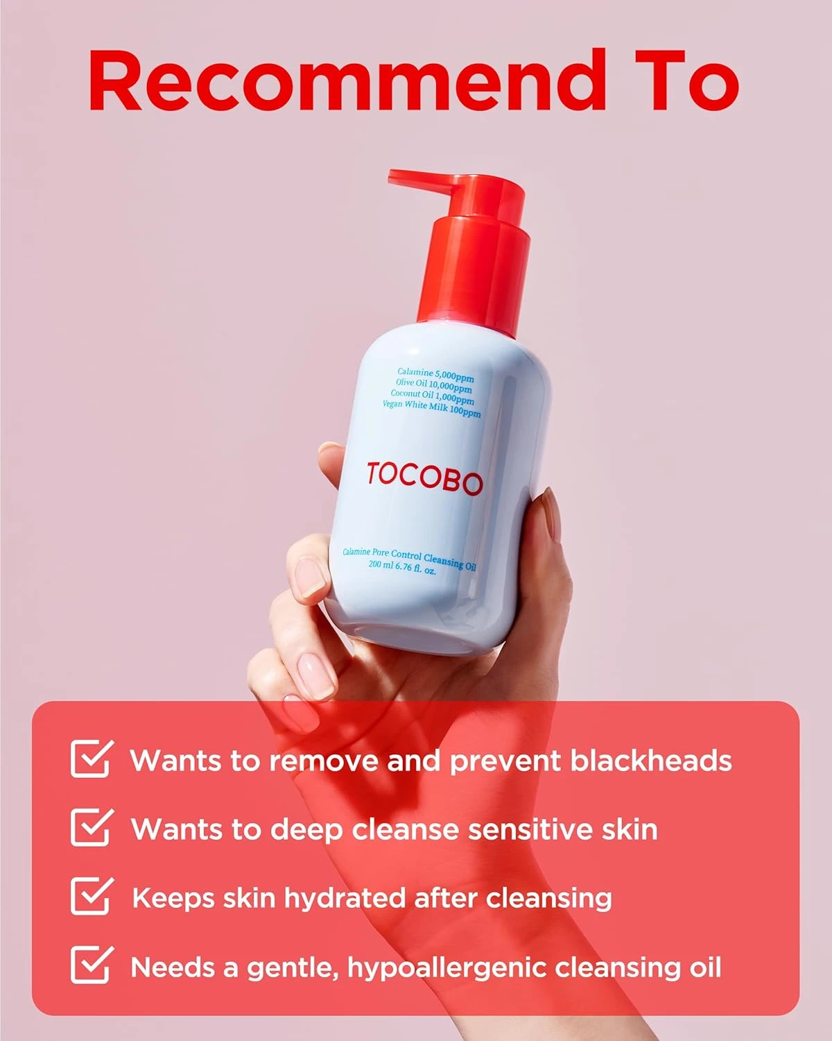 TOCOBO Calamine Pore Control Cleansing Oil 200ml / 6.76 fl oz | Blackheads, Make