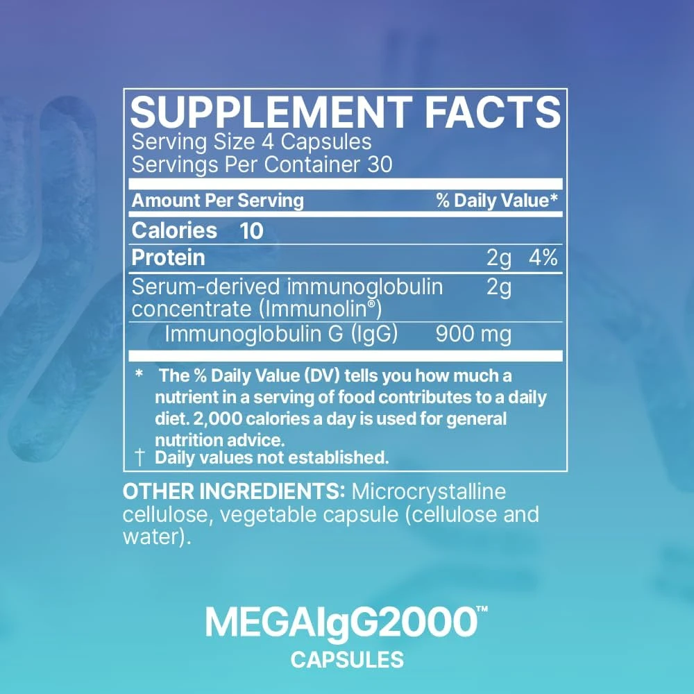 Microbiome Labs Mega IgG2000 - Dairy-Free Bovine Serum Capsules - High Concentra