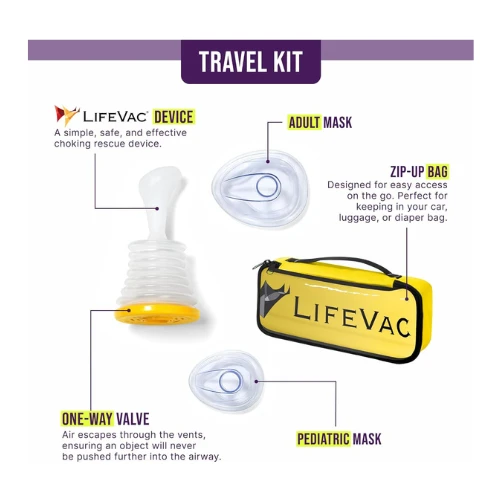 LifeVac Yellow Travel Kit - First Aid Kit, Portable Airway Suction Device | Anti