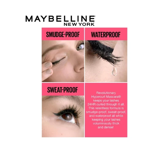 Maybelline New York Hypercurl Mascara Waterproof, Black, 9.2g