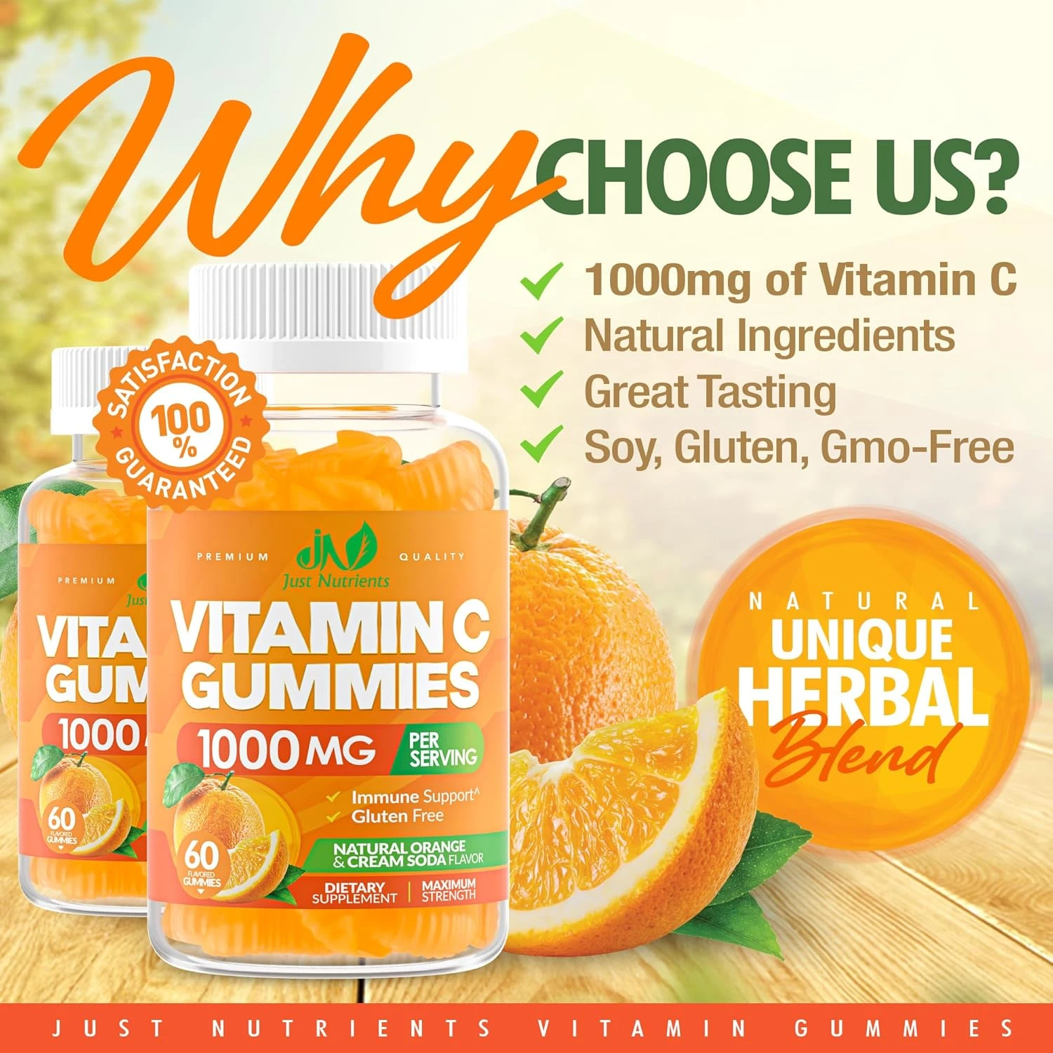 Vitamin C Gummies 1000mg for Adults & Kids – Chewable Multivitamin with Zinc for