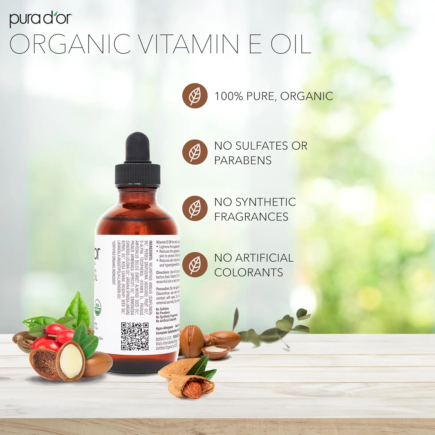 PURA D'OR Organic Vitamin E Oil (4oz)