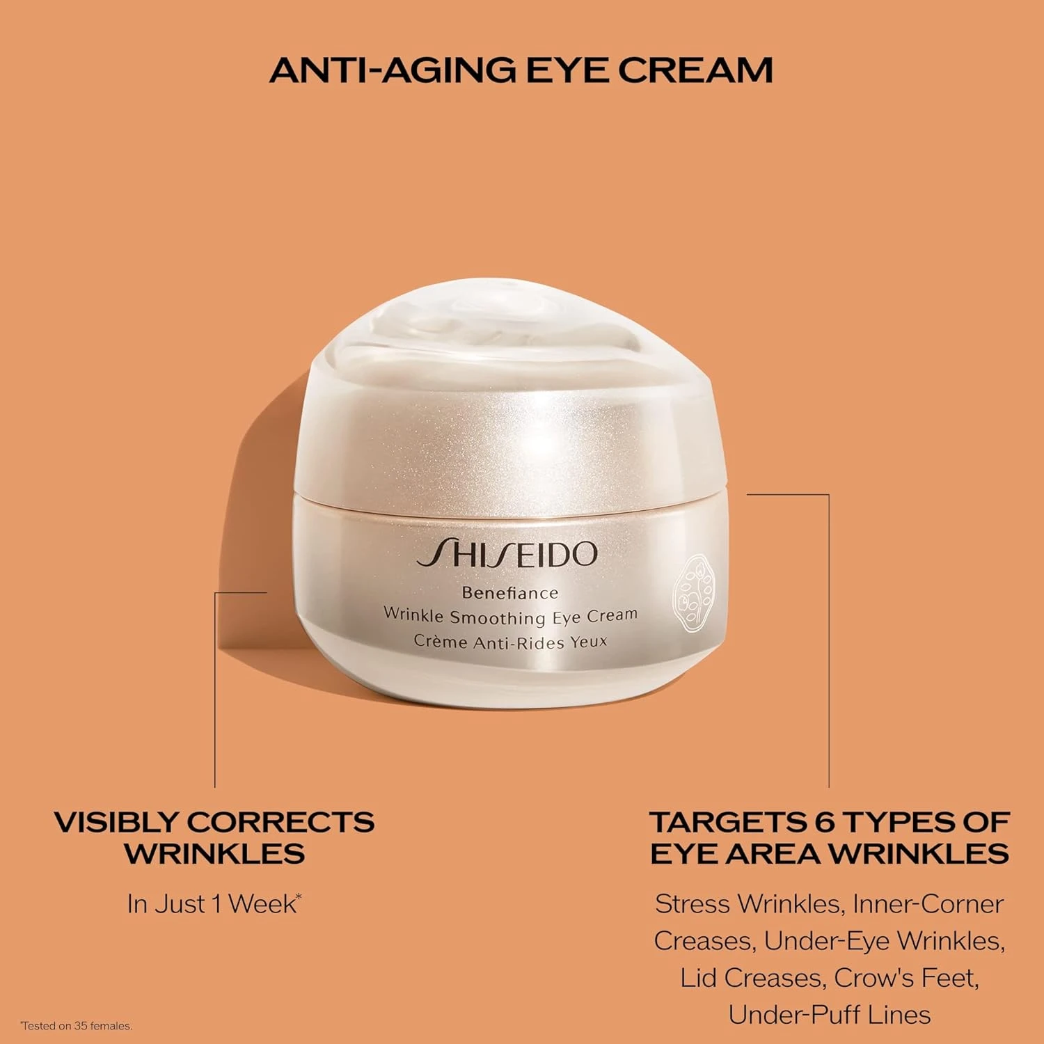 Shiseido Benefiance Wrinkle Smoothing Eye Cream - 15 mL - Visibly Improves Five 