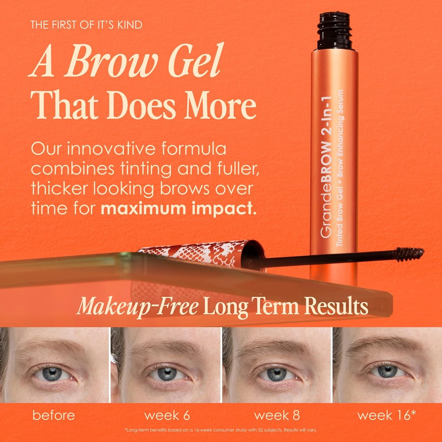 Grande Cosmetics GrandeBROW 2-in-1 Tinted Brow Gel + Brow Enhancing Serum, Dark