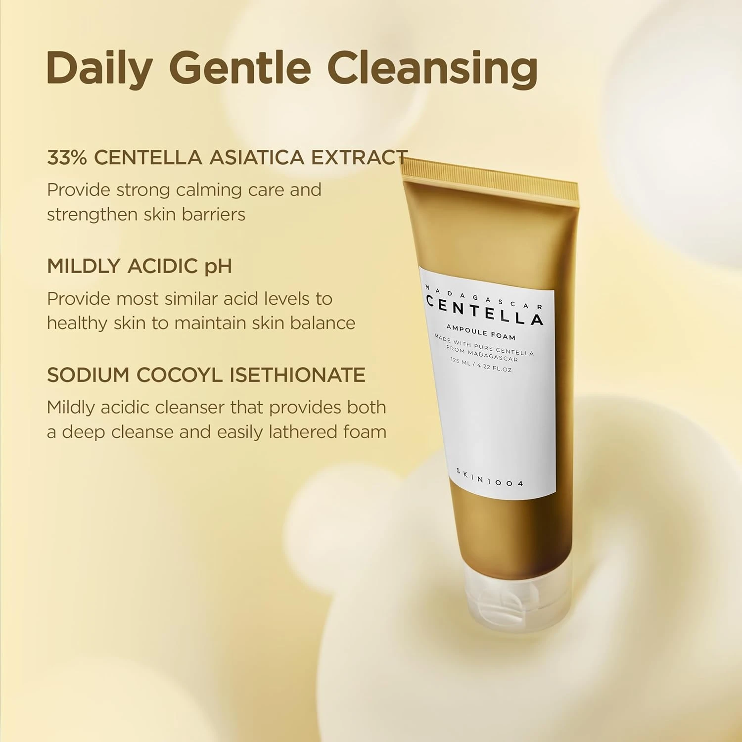 SKIN1004 Madagascar Centella Ampoule Foam, 125mL | Mild and Soothing Face Cleans