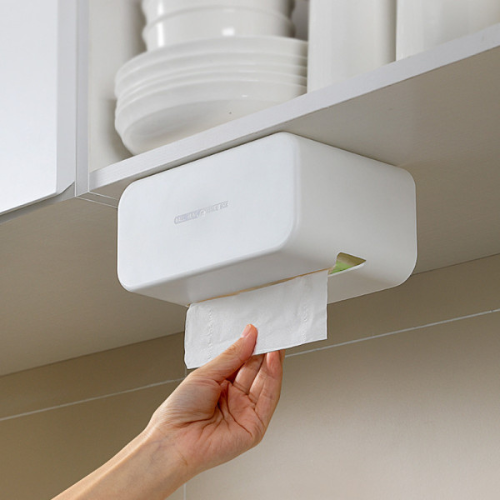 Punch Free Adhesive Tissue Storage Box Under Shelf Kitchen Bathroom Tissue Holde