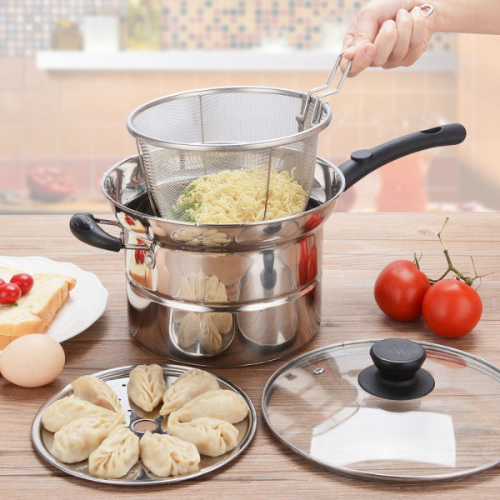 Multipurpose Stainless Steel Versatile Cooking, Pot with Oil Filter and Steamer