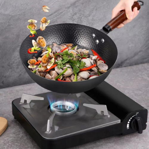 Household Hand-Forged Hammered Iron Pot Uncoated Non-Stick Frying Pan Induction