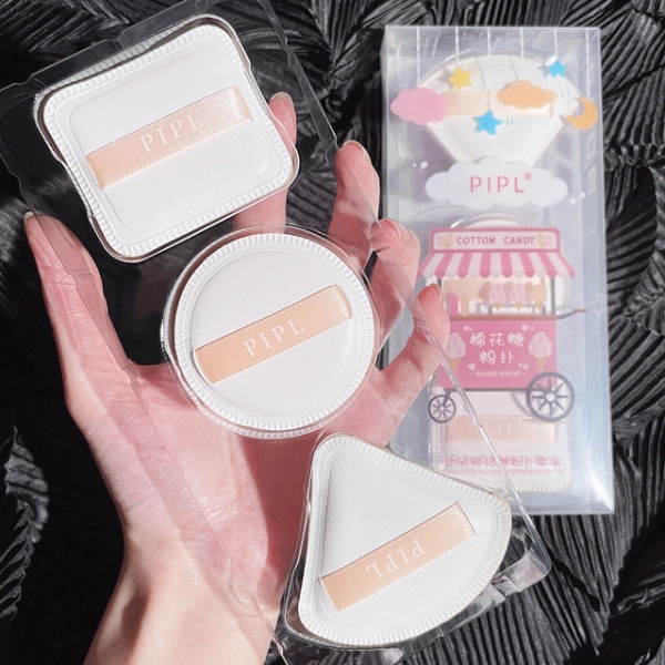 White Multi-Shaped Sponge Set - 3 Puffy Fiber Sponges for Flawless Makeup