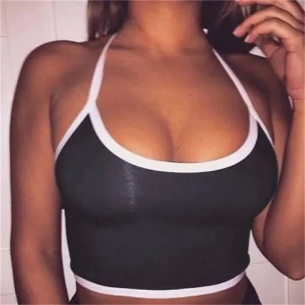 Stylish Black Polyester Strappy Tank Top for Women's Fitness