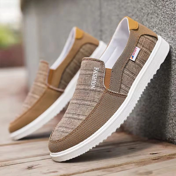 Breathable Men Casual Flat Shoes Soft Bottom Round Toe Lightweight Travel Walkin