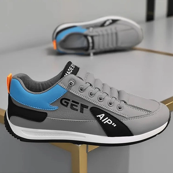 Letters Pattern Premium Quality Men Sneakers Lace Up Almond Toe Soft Sole Walkin
