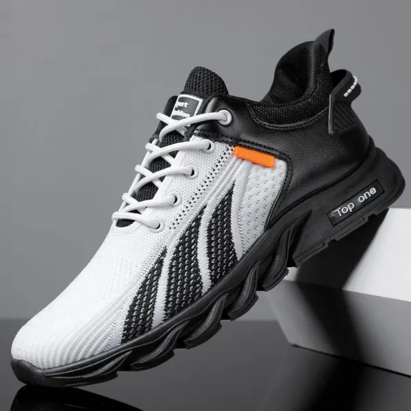 Breathable Mesh Almond Toe Men Sports Sneakers Lace Closure Soft Bottom Casual G