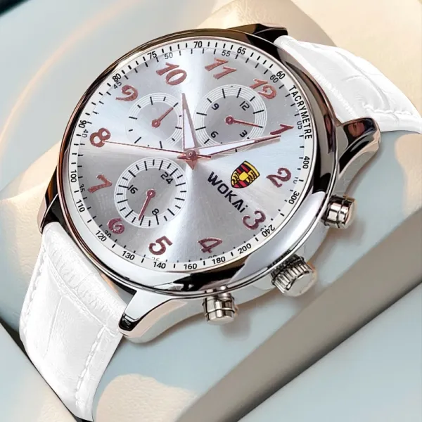 Men Fashion Casual Sports Watch, Leather Band Quartz Wristwatch For Men