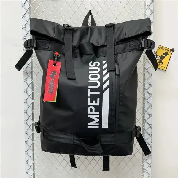 Men's Black Letters Print Backpack