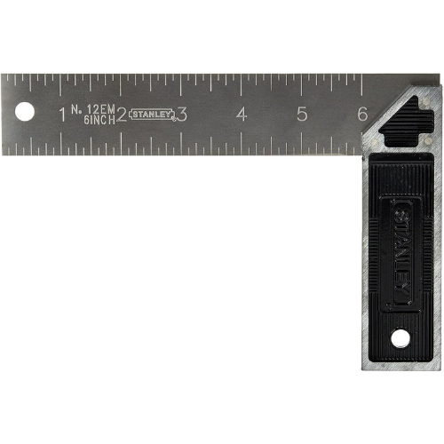 Stanley Try Square 150 mm - 6 Inch With Cast Zinc Handle 124 mm – 4-7/8 Inch, Si