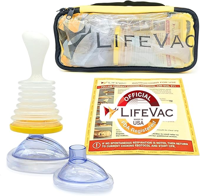 LifeVac Yellow Travel Kit - Portable Suction Rescue Device, First Aid Kit for Ki