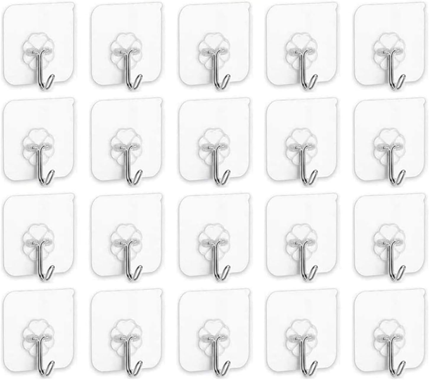 Sky-Touch Adhesive Hooks Heavy Duty Wall Hooks 20Pack 8Kg Max, Self Adhesive Hoo