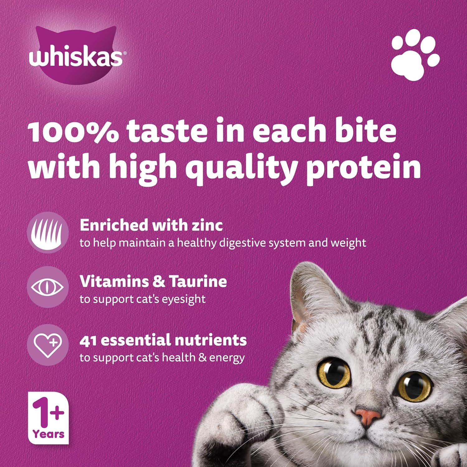 Whiskas Beef in Gravy Can Cat Food, 400g, for 1+ Years Adult Cats, Whiskas Cat F