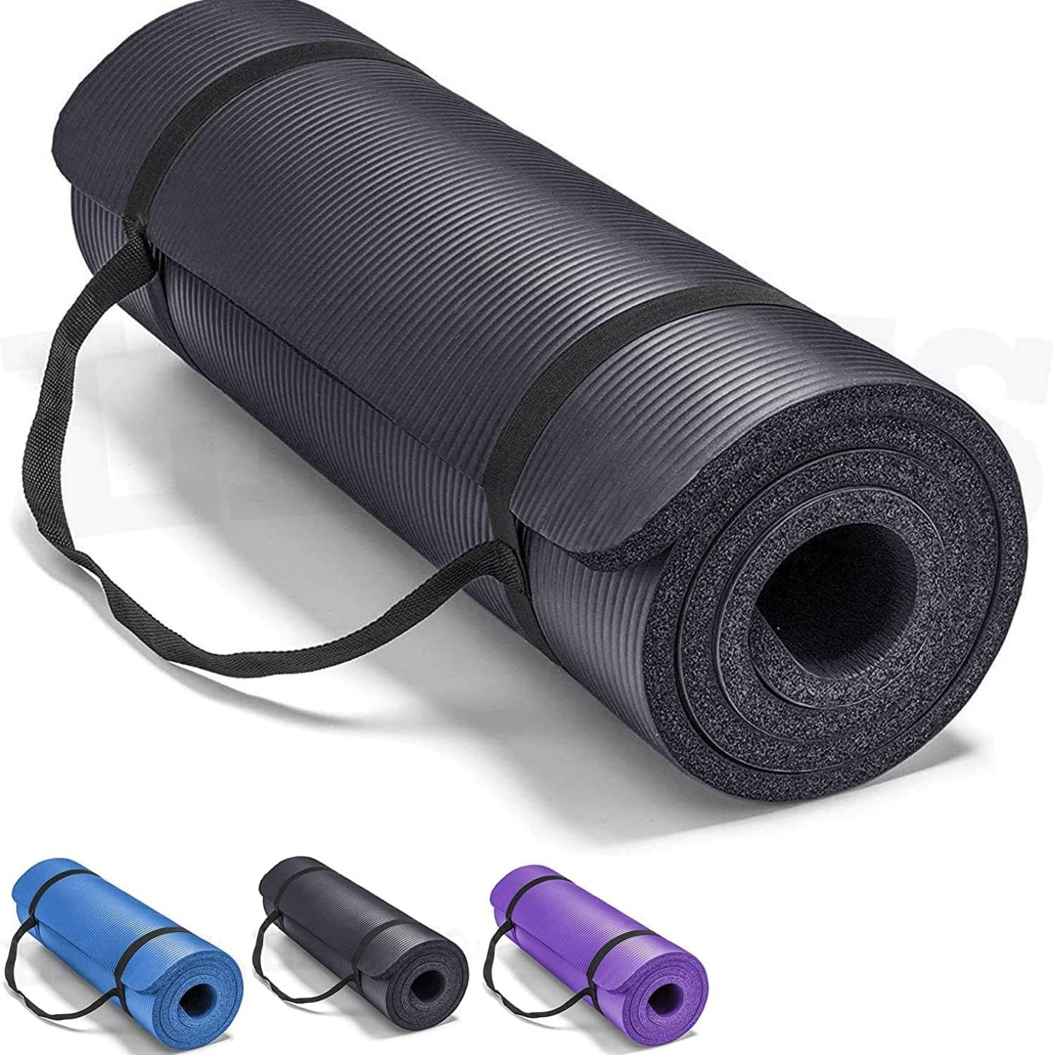 SKY-TOUCH Yoga Mat Non Slip, Yoga Mat with Strap Included 10mm Thick Exercise Ma