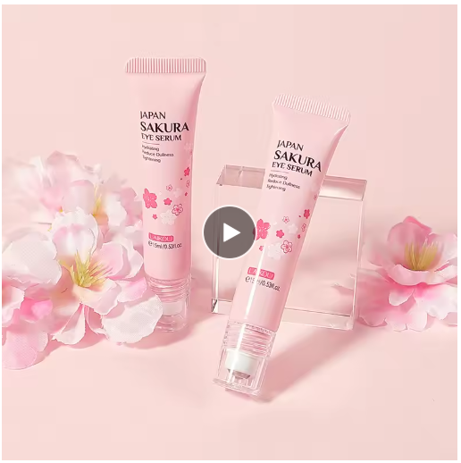 LAIKOU Sakura Eye Serum Eye Roller Massage Vitamin C Hyaluronic Acid Skin Care E