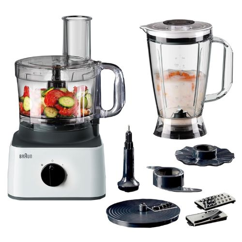 Braun Food Processor 8 in 1 System, 750 Watts, 2.1 L Bowl Capacity, 1.8 L Blende