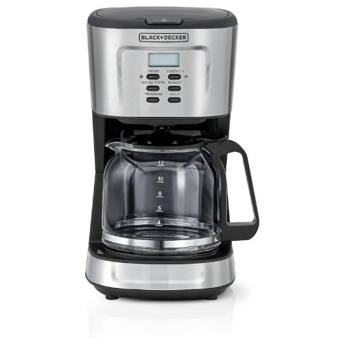 BLACK+DECKER 12-Cup Coffee Maker, 900W Programmable Drip Coffee Machine, 1.5L Gl