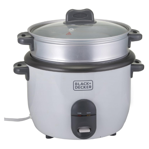 Black & Decker Rice Cooker, 700W Power, 1.8L, Removable Non-Stick Bowl & Steamin