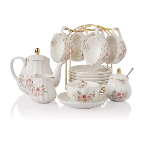 Sweejar Porcelain Tea Sets British Royal Series, 8 OZ Cups & Saucer Service for