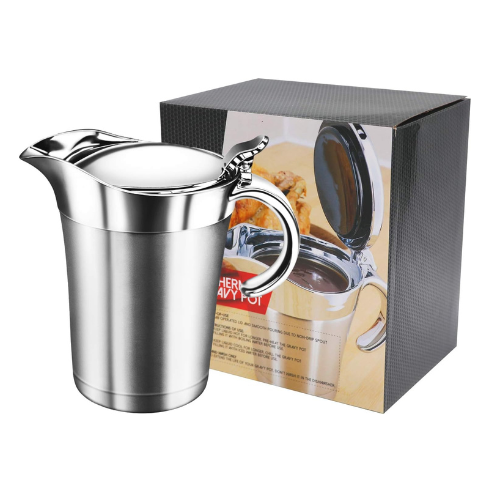 IAXSEE Gravy Boat 32oz Extra Large Double Insulated 304 Stainless Steel, Gravy W