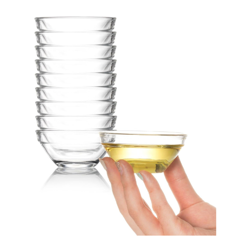 beroca Mini Glass Bowls, 3in 2.5oz Small Prep Bowl, 10 pcs Stackable Pinch Bowls