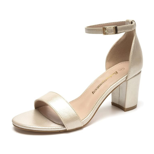 FUNKYMONKEY Women's Chunky High Heels Sandals,Two Strap Open Toe Ankle Strap Hee