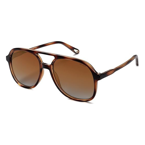 SOJOS Retro Vintage Polarized Sunglasses Double Bridge Brow Bar Square Aviators 