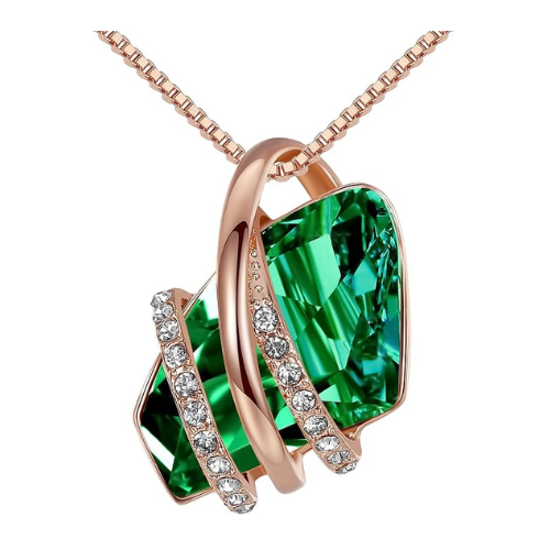 Leafael Wish Stone Pendant Necklace, Necklaces for Women with Birthstone Crystal