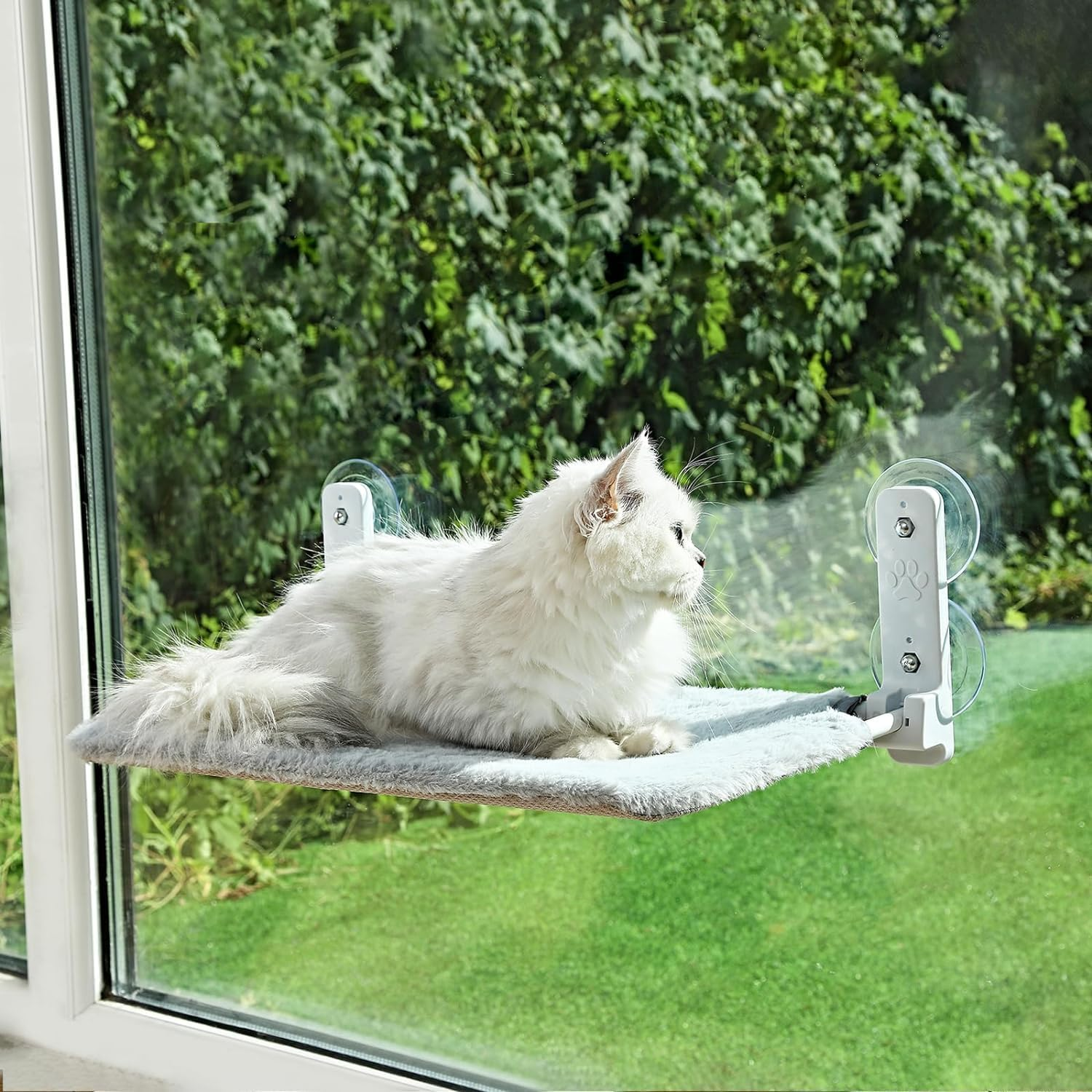 SKY-TOUCH Cat Hammock Bed & Window Perch: Foldable Cordless Pet Lounger with 4 S