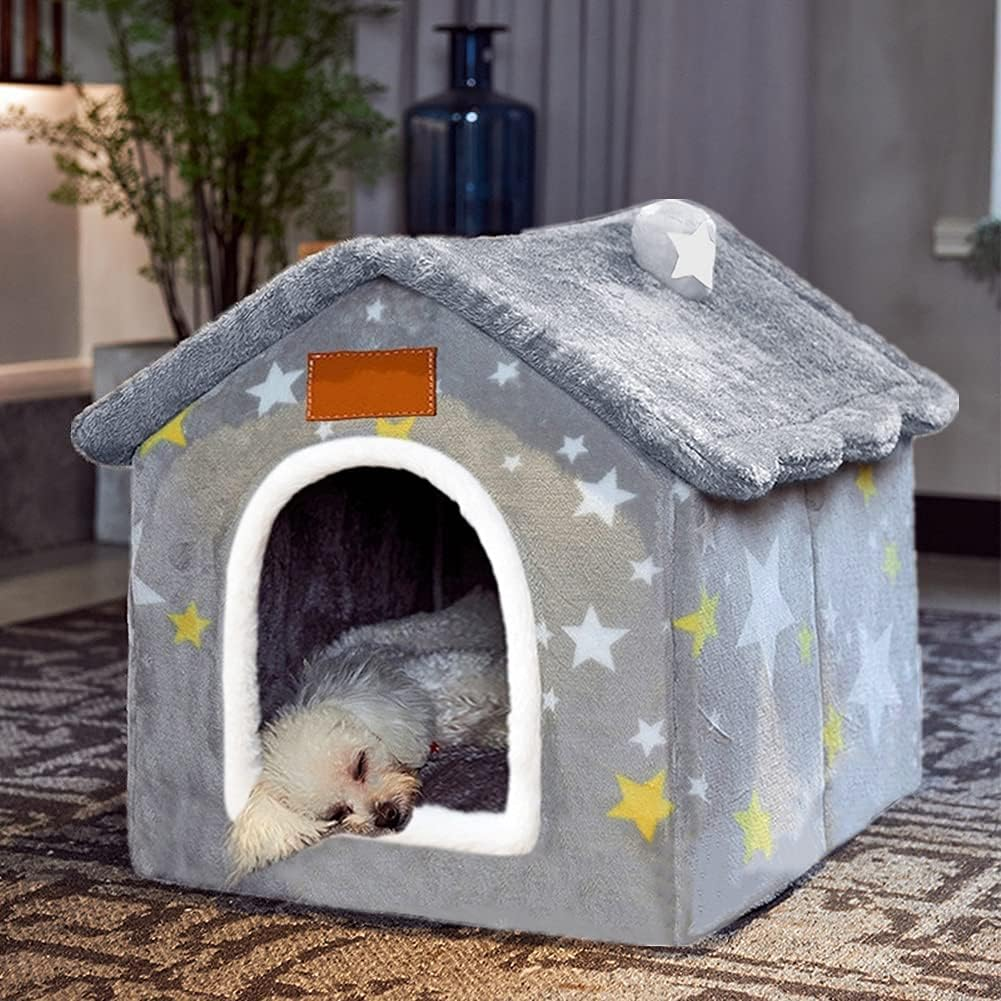 Aquarius CiCi Dog House Indoor, Foldable Dog House Kennel Bed Mat with Cushion f